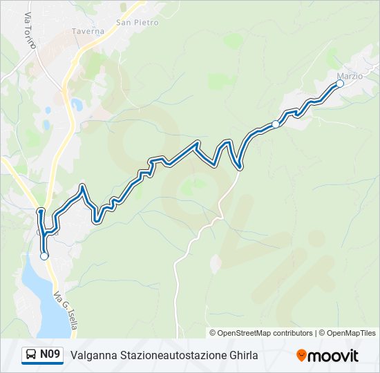 N09 bus Line Map