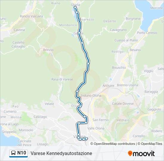 N10 bus Line Map