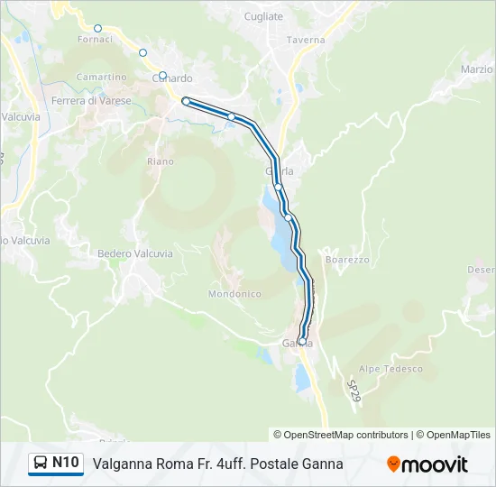N10 Bus Line Map