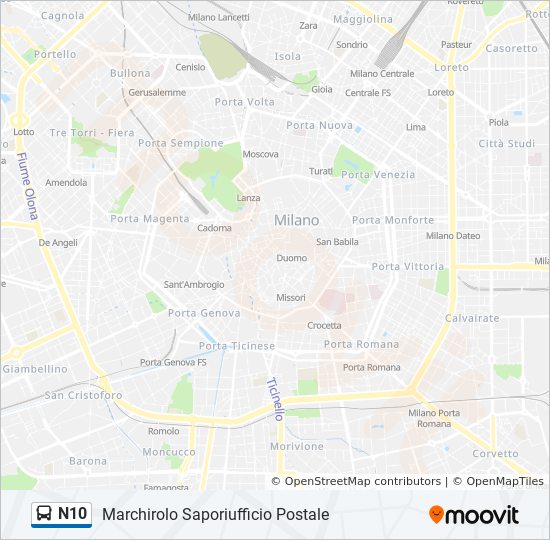 N10 bus Line Map