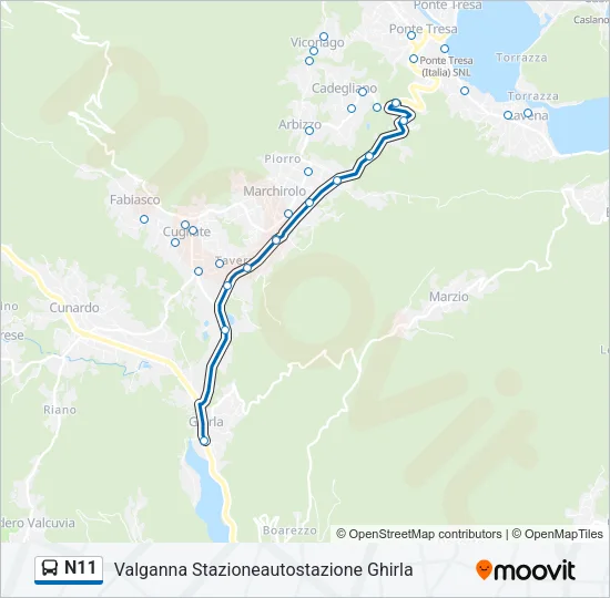 N11 Bus Line Map