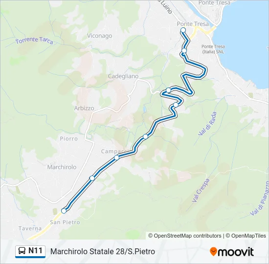 N11 Bus Line Map