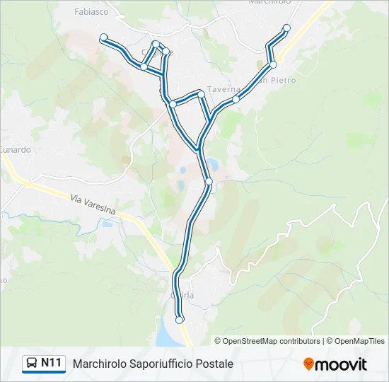 N11 Bus Line Map