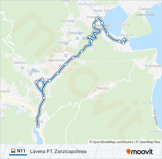 N11 bus Line Map