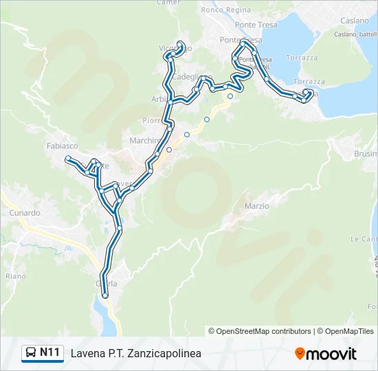 N11 Bus Line Map