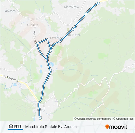 N11 Bus Line Map