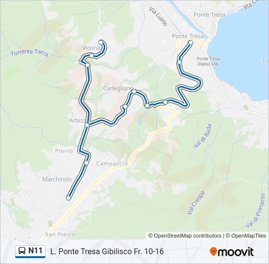 N11 bus Line Map