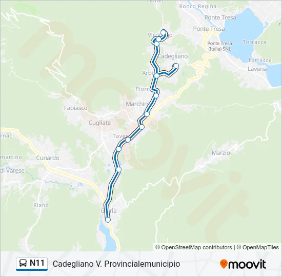 N11 Bus Line Map