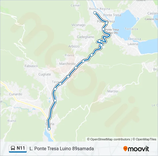 N11 Bus Line Map