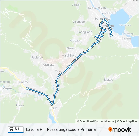 N11 Bus Line Map