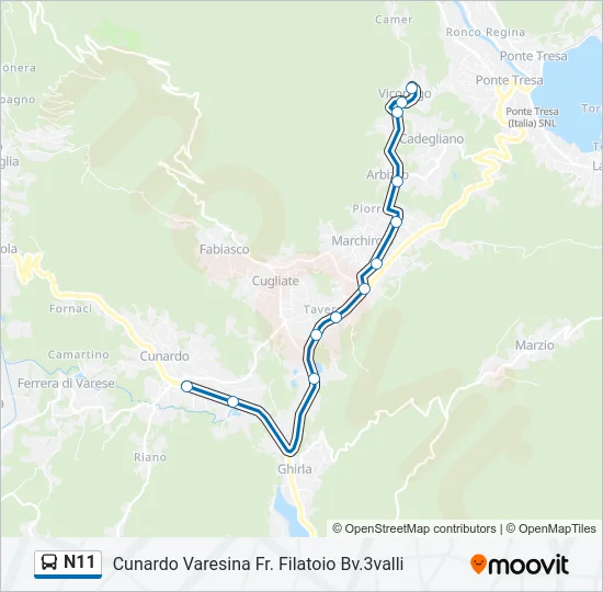 N11 Bus Line Map