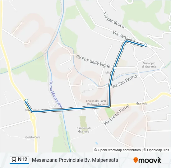 N12 Bus Line Map