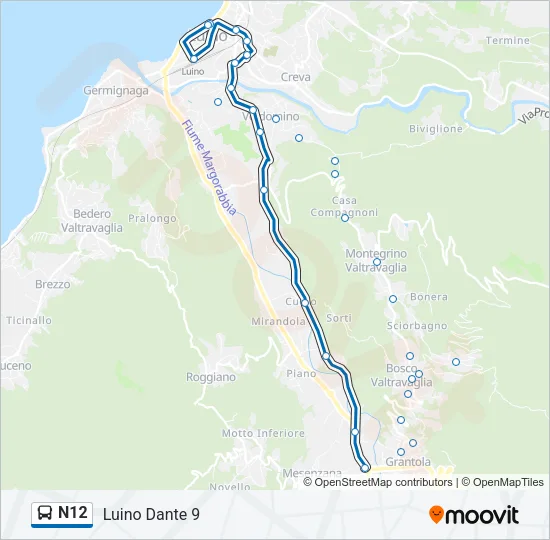 N12 Bus Line Map