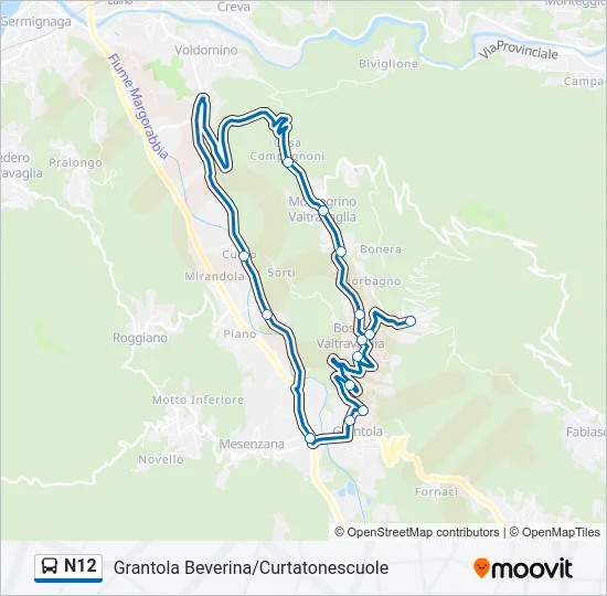 N12 Bus Line Map