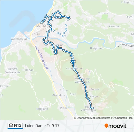 N12 Bus Line Map