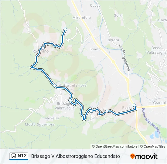 N12 Bus Line Map
