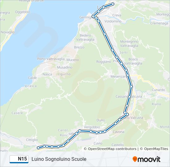 N15 bus Line Map