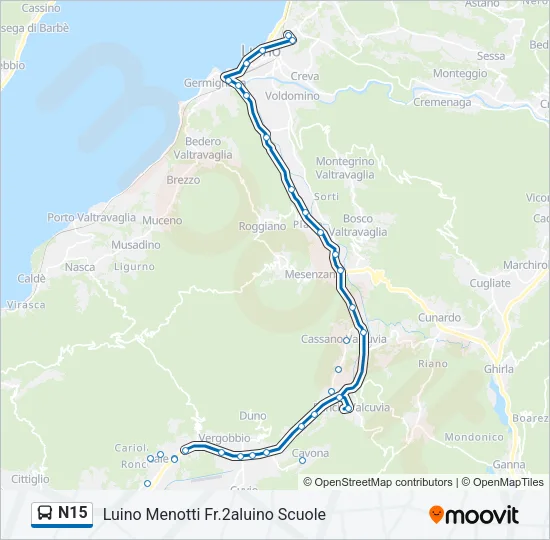 Percorso linea bus N15