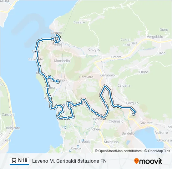 N18 Bus Line Map