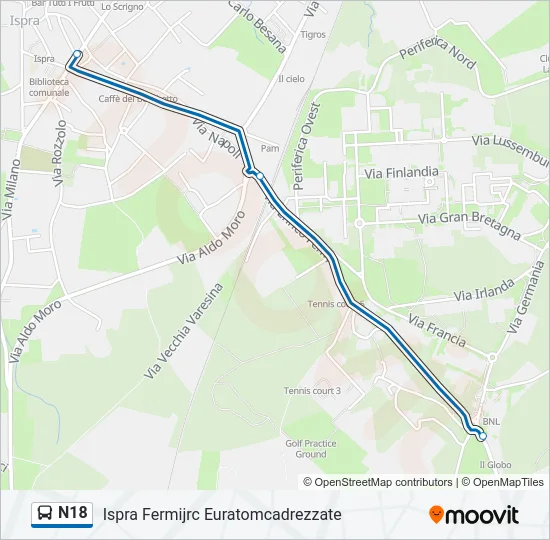 N18 Bus Line Map