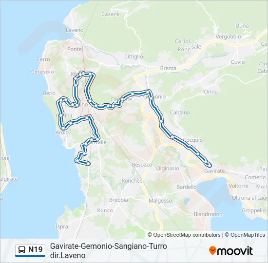 N19 Bus Line Map