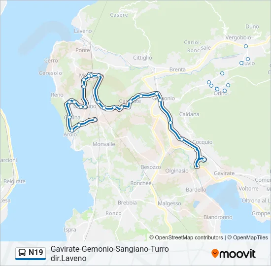 N19 Bus Line Map