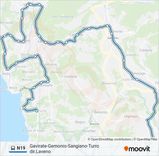 N19 Bus Line Map