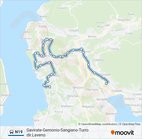 N19 Bus Line Map