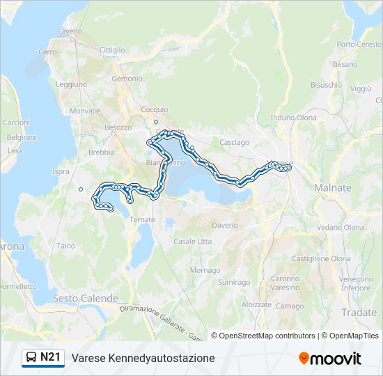 N21 bus Line Map