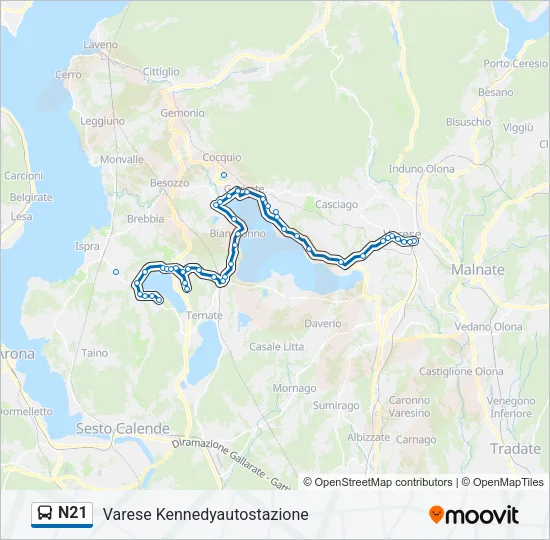 N21 Bus Line Map