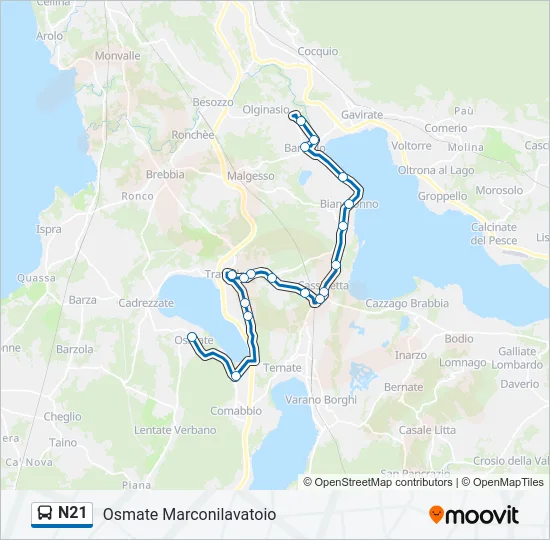 N21 Bus Line Map