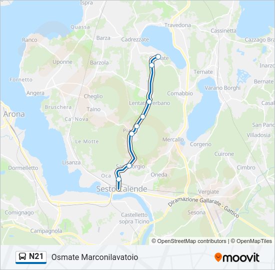 N21 bus Line Map