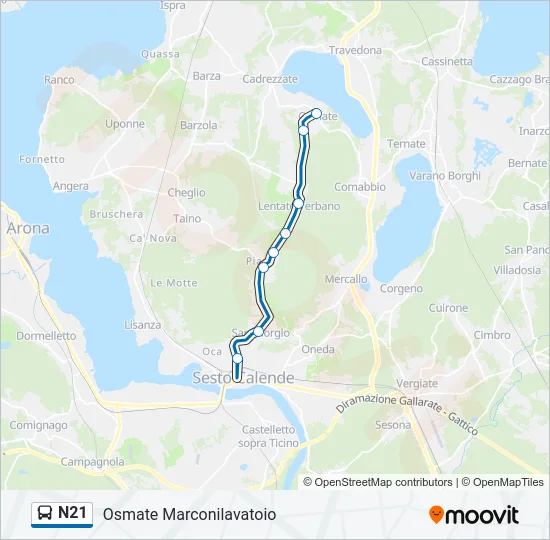 N21 Bus Line Map