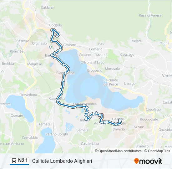 N21 Bus Line Map