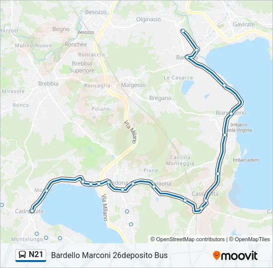N21 Bus Line Map
