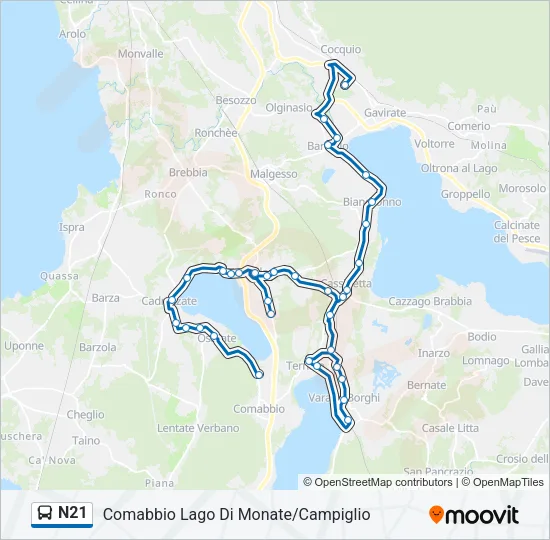 Percorso linea bus N21