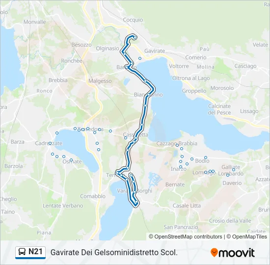 N21 Bus Line Map