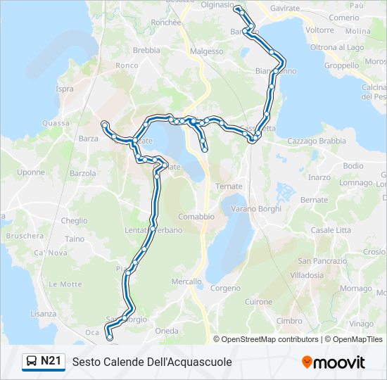 N21 bus Line Map