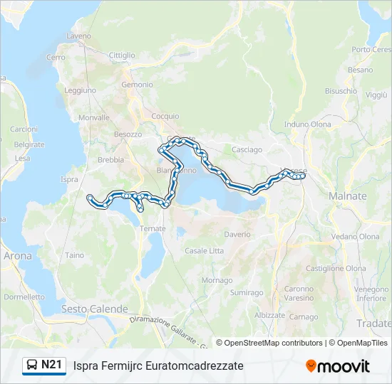 N21 Bus Line Map