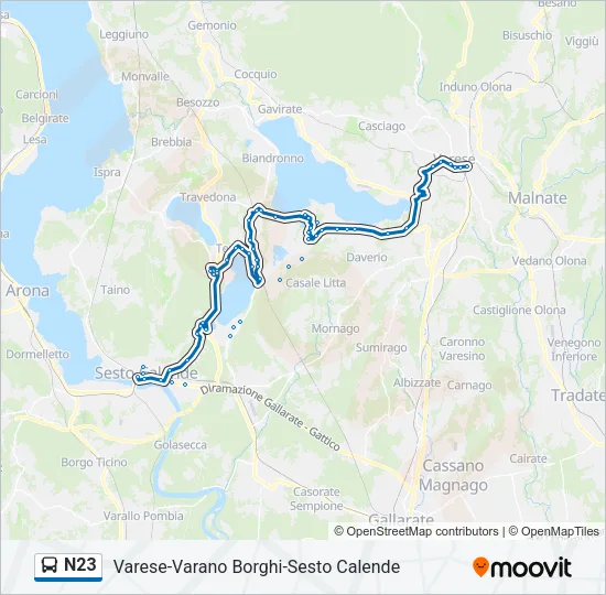 N23 Bus Line Map
