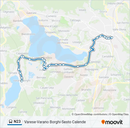 N23 Bus Line Map