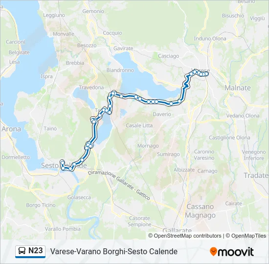 N23 Bus Line Map