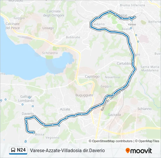 Percorso linea bus N24