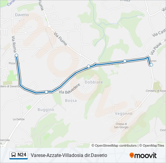 Percorso linea bus N24