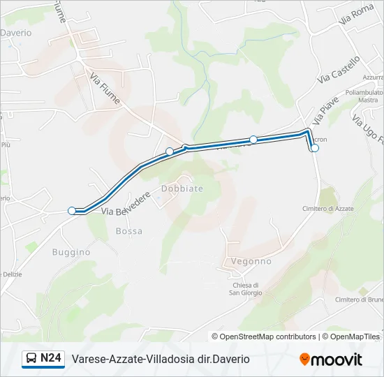 Percorso linea bus N24