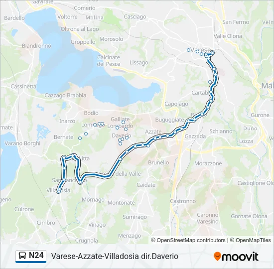 Percorso linea bus N24