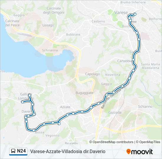 Percorso linea bus N24