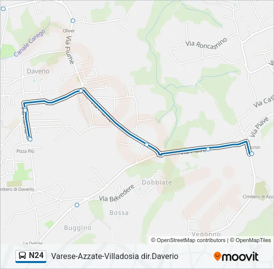 Percorso linea bus N24