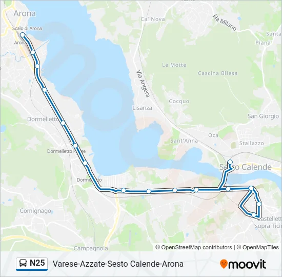N25 Bus Line Map