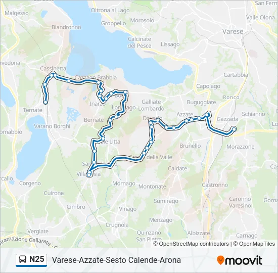 N25 Bus Line Map